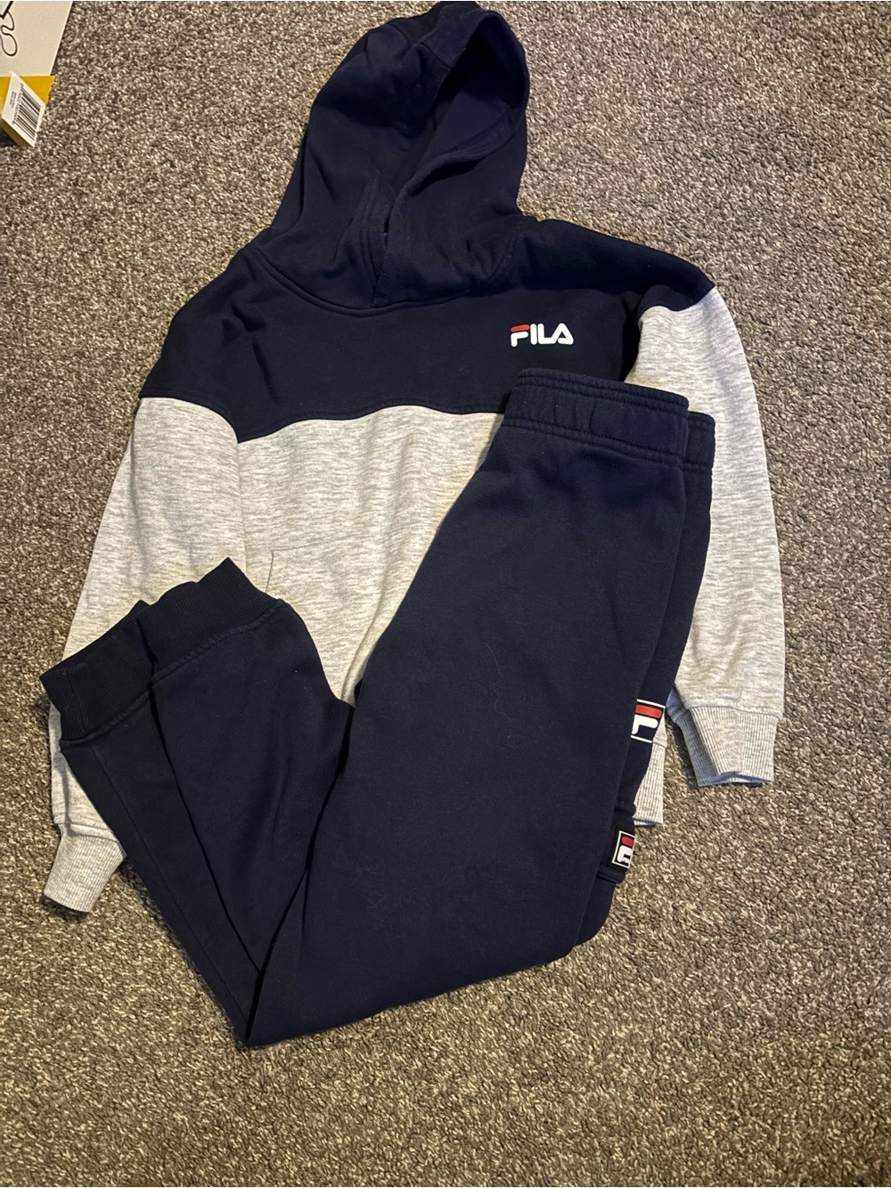 Fila Boys Navy and Gray Colorblock Jogger Sweatpants